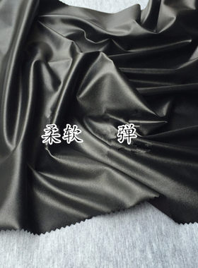 哑光高弹力仿皮革女式纯黑色布料