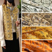 鹤鹿同春提花宋锦织锦缎 高档真丝布料中式 马甲汉服马面裙面料