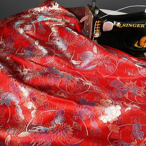 织锦缎提花面料外套马甲中国风