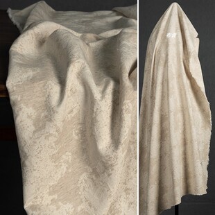 原胚色 创意压痕棉麻提花面料 浮雕斑迹伤痕透气西装廓形服装布料