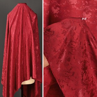 红色 仿醋酸提花面料 柔软亲肤喜庆礼服旗袍中国红伴娘连衣裙布料