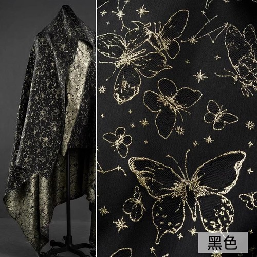 金丝蝴蝶织锦缎提花新中式布料