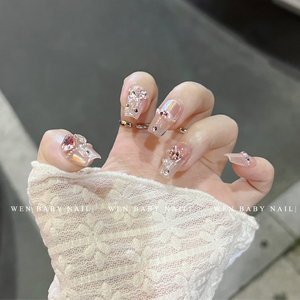 【温Baby】魔镜少女~纯欲粉美甲爱心项链轻奢高级甜酷手工穿戴甲