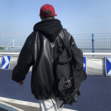1014-PY985-P148假两件皮衣外套男2025年新款机车服pu皮夹棉棉衣，男装皮衣，星座1014