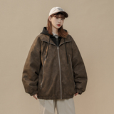 现货1014-MY7709-P148美式复古做旧PU皮衣棉服女2025新款冬季，男装皮衣，星座1014