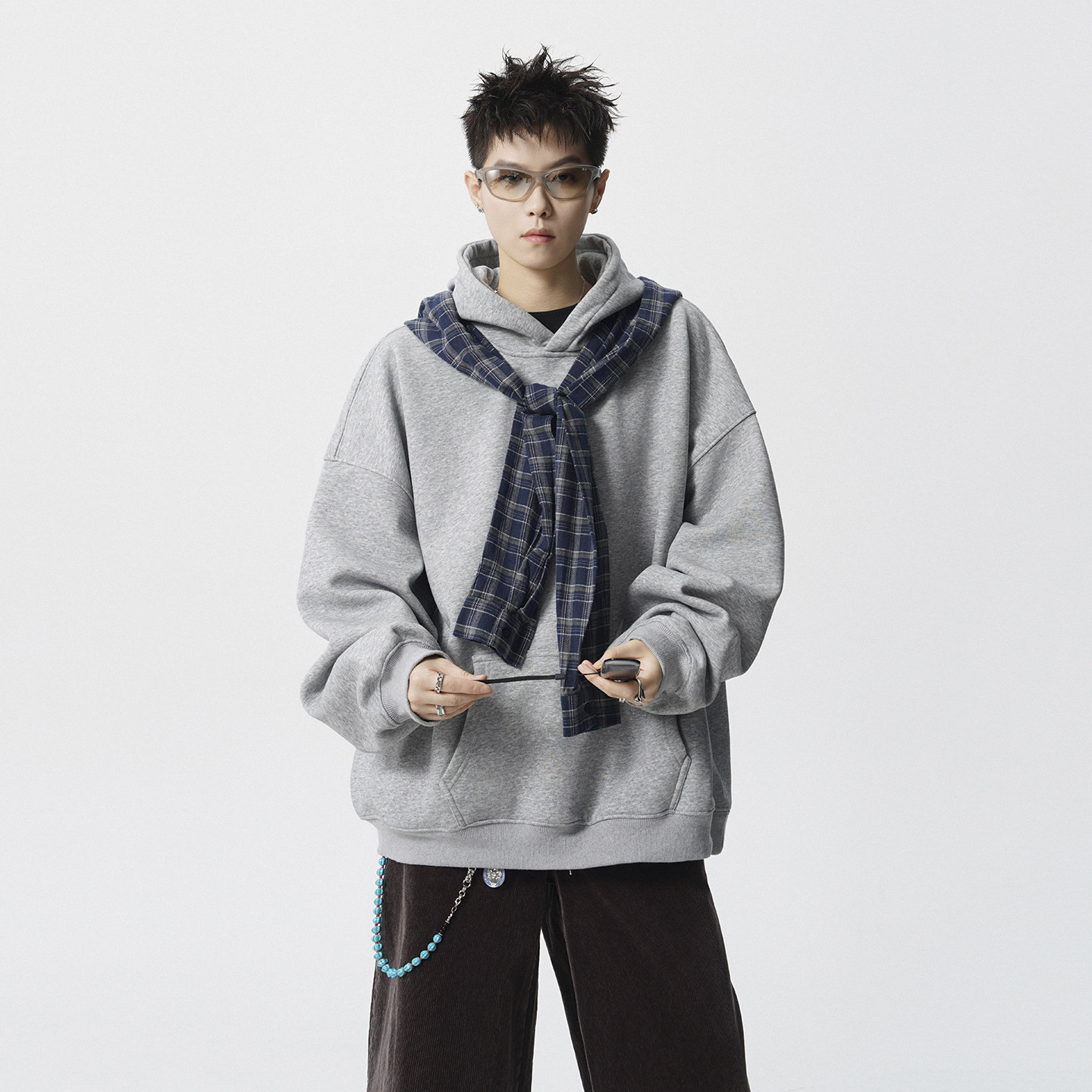 现货1014-WY07-P78-美式可拆卸假两件披肩连帽卫衣男,男装卫衣,星座1014