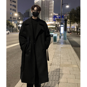 现货1014-FY605-P128冬季新款韩版男士过膝毛呢大衣休闲呢料外套图片