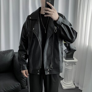 Y1552025春季新款短款宽松男士皮衣港风机车青年帅气夹克图片