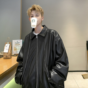 大货1014-PJK536-P108-春秋秋季新款皮衣男机车衣服皮夹克外套图片