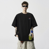 1014-T1233-P45美式撞色刺绣情侣短袖t恤男女，商品下架区，星座1014