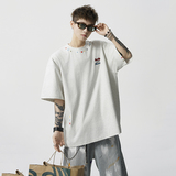 1014-T1233-P45美式撞色刺绣情侣短袖t恤男女，商品下架区，星座1014