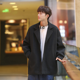 现货1014-F001-P108-秋冬毛呢大衣男韩版潮流中长款风衣外套，男装风衣，星座1014