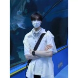 现货1014-CS779解构冰丝短袖衬衫男夏季痞帅高级感假两件衬衣，男装衬衫，星座1014
