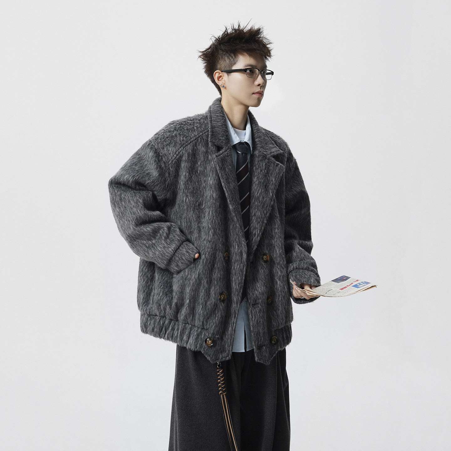 现货1014-FY016~毛呢夹棉外套男秋冬新款痞帅短款呢大衣,女装短外套,星座1014