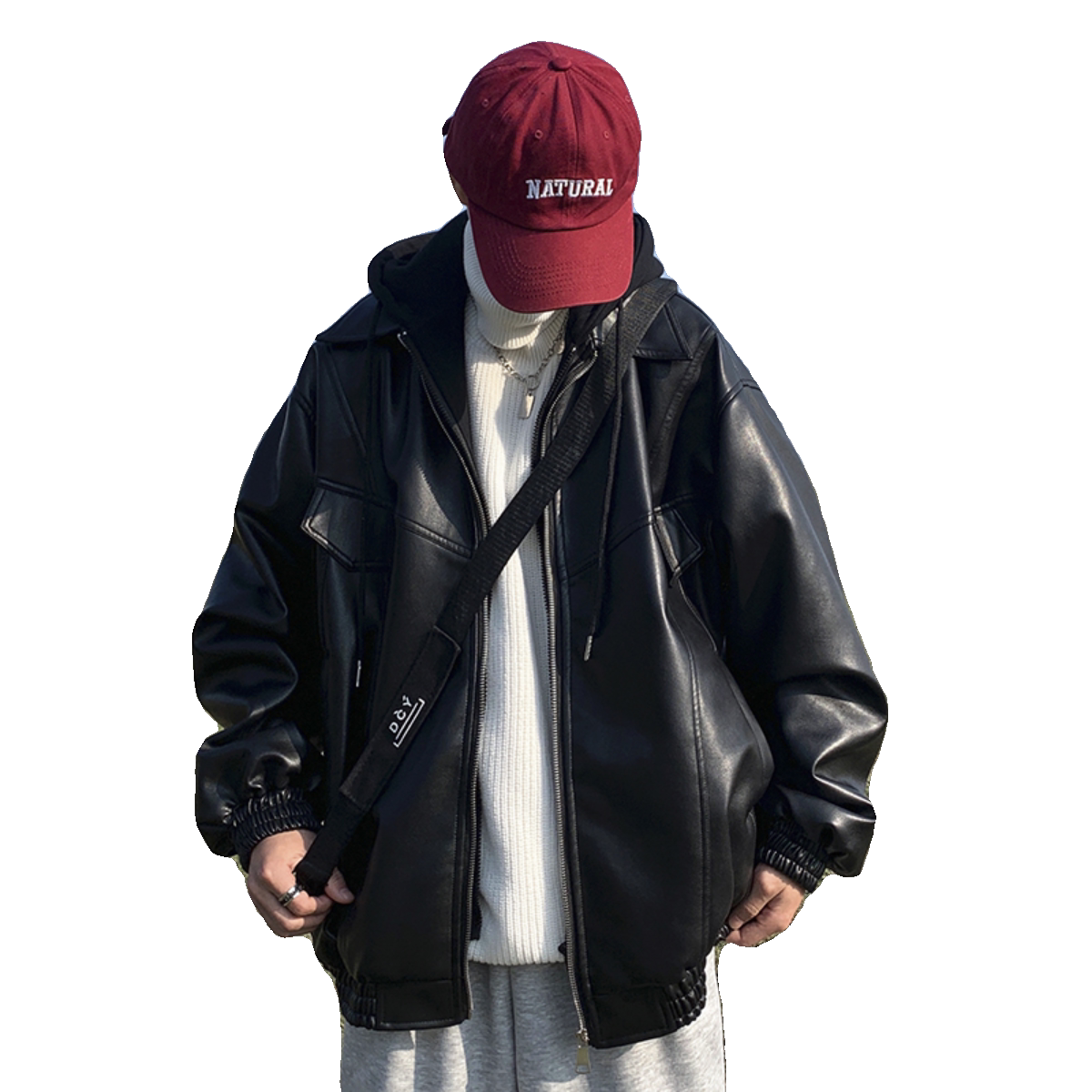 1014-PY985-P148假两件皮衣外套男2025年新款机车服pu皮夹棉棉衣,男装皮衣,星座1014