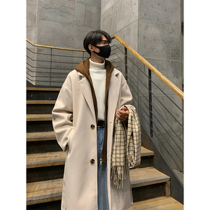 现货1014-FY631-P138~2025新款假两件开拆卸连帽毛呢大衣外套图片