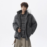 1014-FY929-P138~座山雕毛茸茸连帽棉服男女休闲毛呢拼接冬棉衣,男装棉衣,星座1014, 1014-FY929-P138~座山雕毛茸茸连帽棉服男女休闲毛呢拼接冬棉衣,男装棉衣,星座1014,