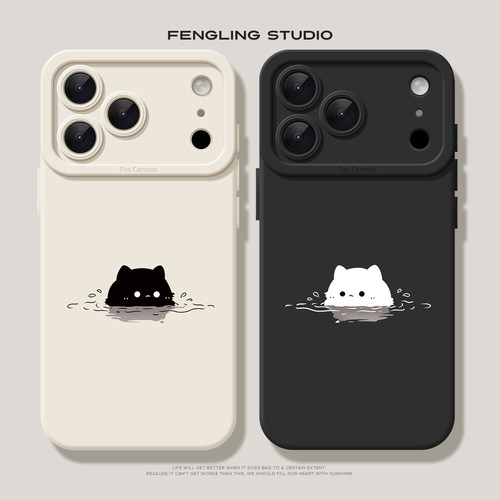 水中猫咪iPhone18promax苹果17小米15华为pura90pro新款mate80适用reno16荣耀400红米k80软vivoS30情侣手机壳