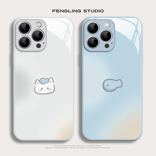 渐变小猫iPhone18promax苹果17pro小米17华为mate80新款pura90可爱vivos60适用opporeno13情侣一加15手机壳14