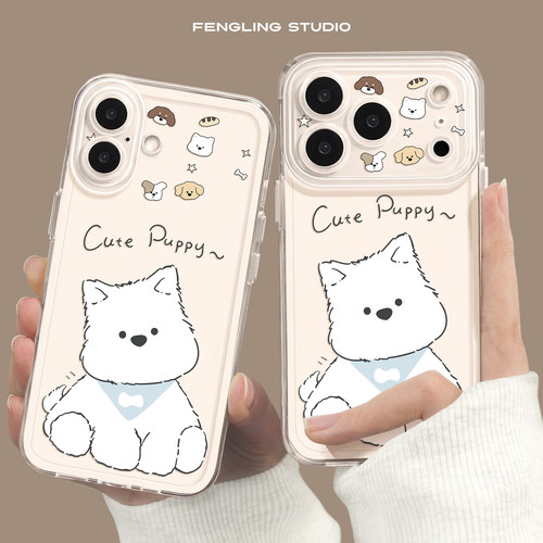 可爱西高iPhone17苹果18promax小米18新款华为pura90适用vivoiqoo15小狗oppofindx9荣耀magic8透明女生手机壳
