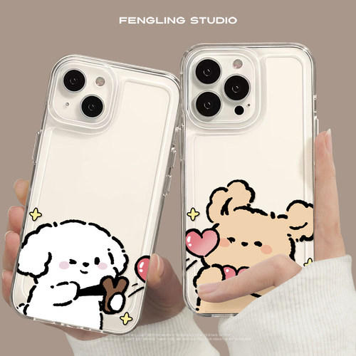 小白弹射爱心iPhone17promax苹果16小米15华为mate80pro新款nova14透明红米k90适用vivos30荣耀500情侣手机壳