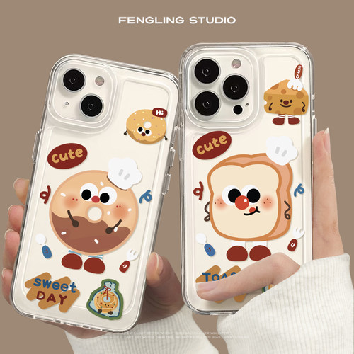 可爱甜甜圈iPhone17promax苹果16小米15pro华为mate80女生pura70适用nova15荣耀vivoX300软k90透明情侣手机壳
