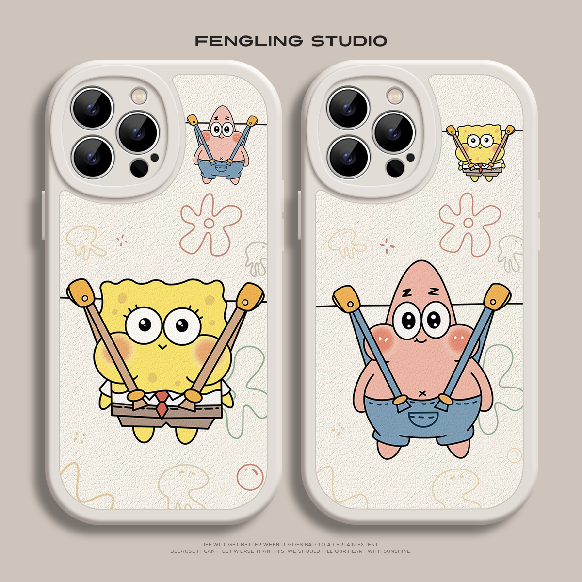 海绵宝宝派大星iPhone16promax苹果15小米14华为p60新款pura70红米K50适用13荣耀200一加ace情侣reno12手机壳