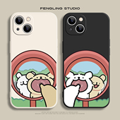 镜子小狗创意iPhone17promax苹果16小米15华为pura80适用mate70荣耀400新款 vivoX200情侣opporeno13手机壳air