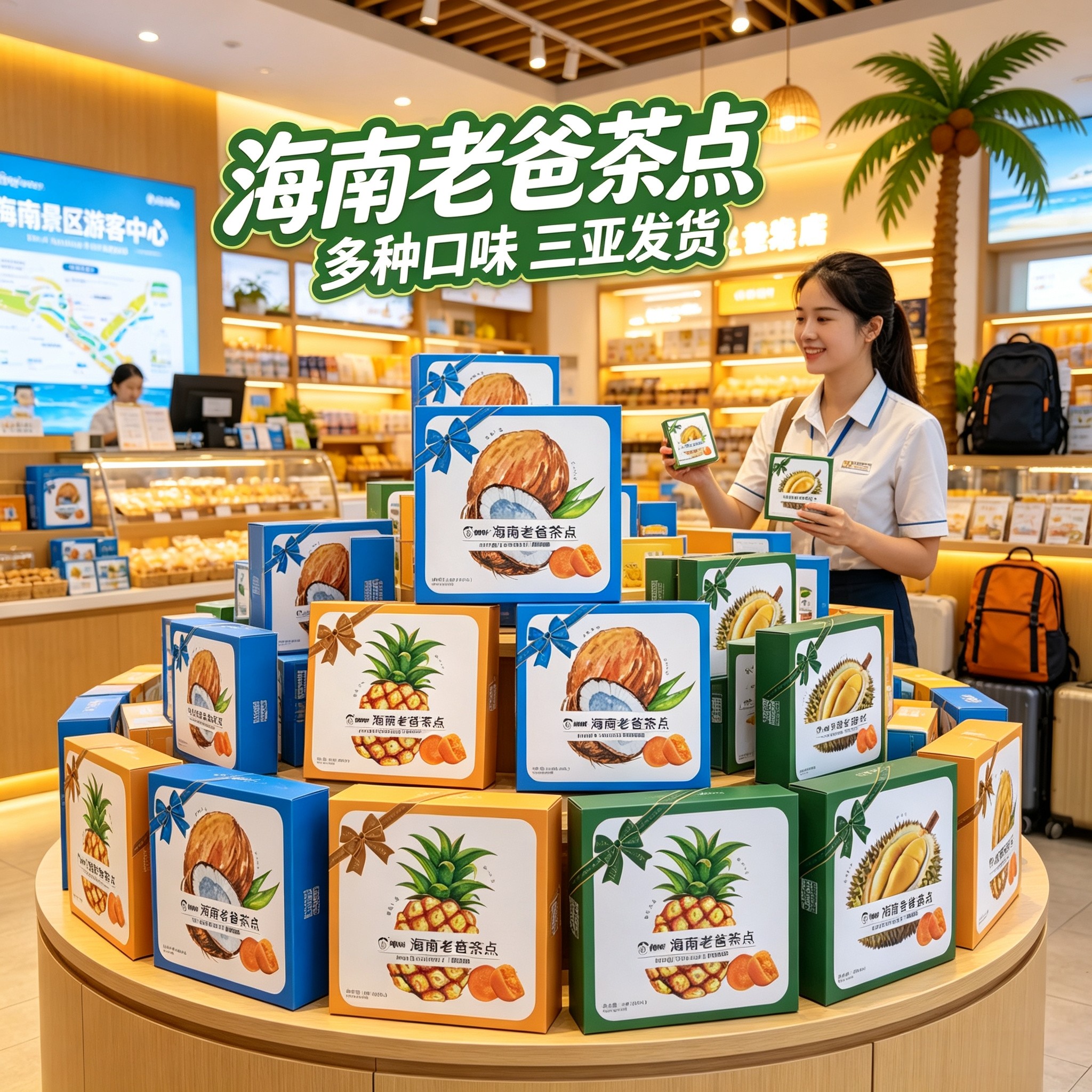 椰啪海南老爸茶点128克*3盒 椰子酥梨榴莲味烘烤类糕点海南伴手礼
