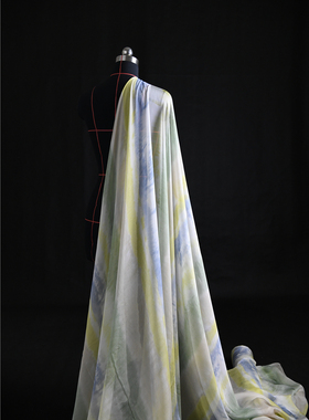 美梦浣纱 高端淡色渐变扎染真丝雪纺9姆60丝40天丝138宽 设计师