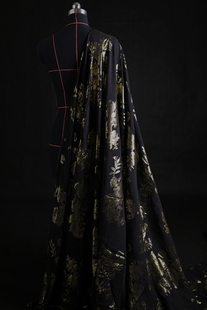 黑金缠枝 大牌欧美结合新中式风真丝剪花绡12姆100丝140宽