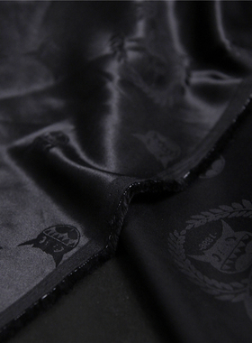 火星徽章 MQ品牌设计师LOGO提花重磅丝棉缎24姆65丝35天丝138宽