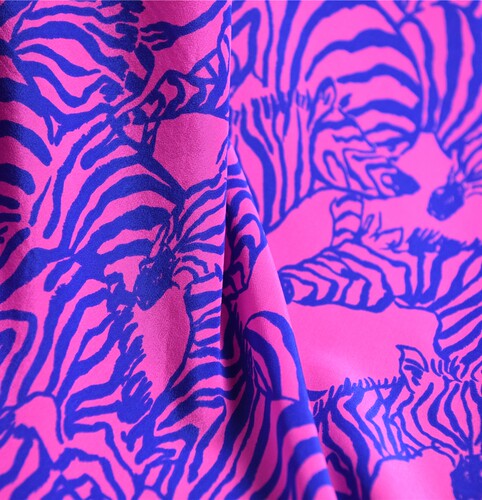 绘画斑马 大牌lilly莉丽手绘系列定织美式双绉16姆100丝138宽
