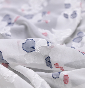 白色蔷薇 国风提花半透真丝冠乐提花剪花绡14姆100丝134宽 汉服