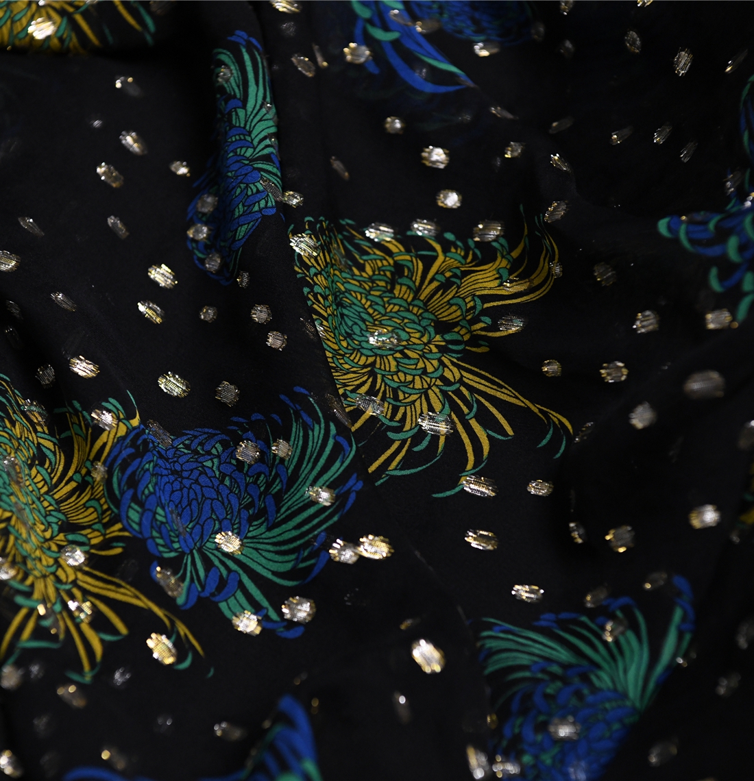 菊玲珑 品牌订单真丝剪花乔其纱11姆100丝135宽 设计师布料