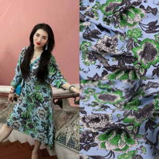 青芜蓝屿 轻奢品牌订单复古手绘花卉真丝双绉 复古油画花卉美学