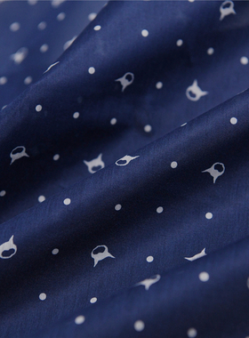 夜蓝星屿 MQ品牌设计师原单尾货高支丝棉欧根缎10姆60丝40棉135宽