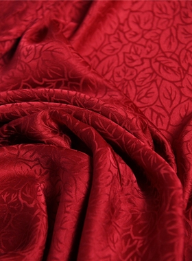 一秋红  非遗传统真丝提桑波缎17姆100丝110宽 设计师布料