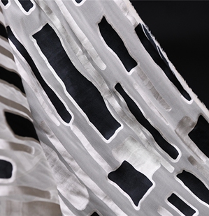 形块撞色 品牌真丝订单抽象艺术烂花绡17姆100丝140宽 设计师布料