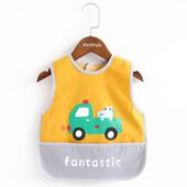 婴儿罩衣防水背心式 春夏防脏儿童吃饭围兜男童女孩魔术贴护衣 无袖