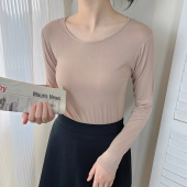 黑色上衣 T恤女内搭秋衣圆领百搭薄款 2025早秋莫代尔打底衫 女长袖