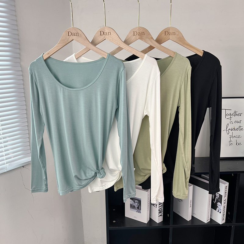 莫代尔低领打底衫女士春秋