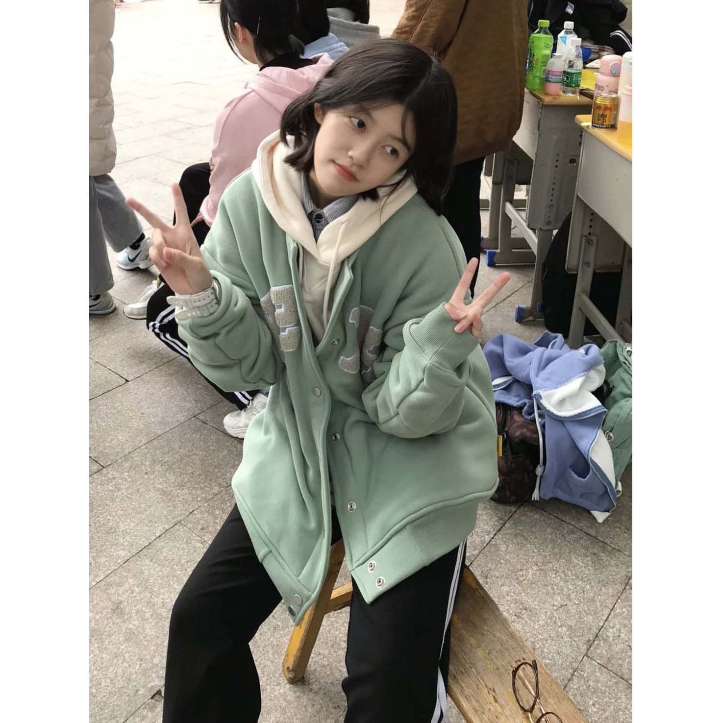 学院风夹克女秋冬宽松棒球服