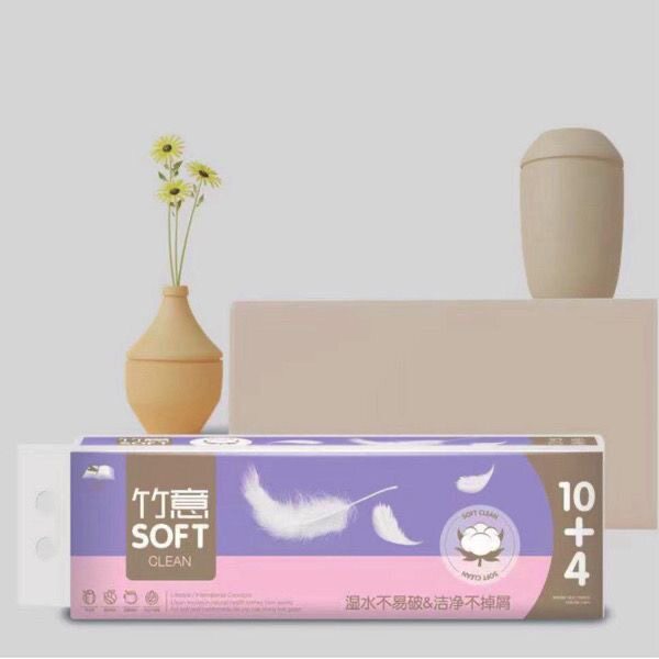 竹意无芯卫生纸1400克14卷纸巾厕所卫生纸加厚实惠装餐巾纸实芯卷图片