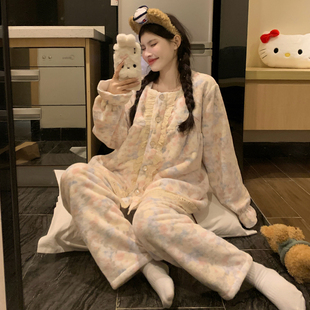 甜美可爱法兰绒家居服套装 加厚保暖2025新款 秋冬季 公主风睡衣女款