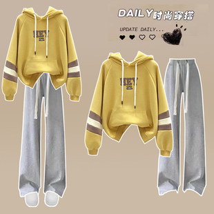 初中生秋装女套装2025少女新款高中学生学院风宽松休闲卫衣两件套