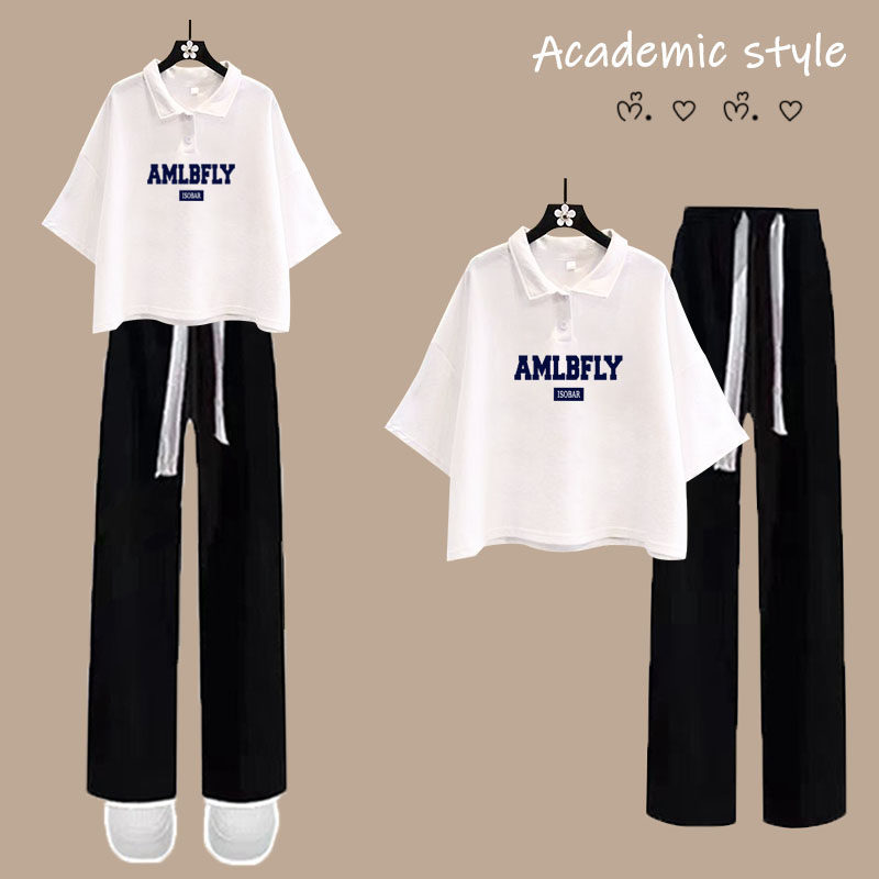 夏季短袖t恤少女12-15岁初中学生13女孩半袖POLO衫14大童运动套装