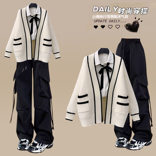 14岁初中生时尚女孩毛衣秋冬套装15高中学生秋装13青少年两件套12