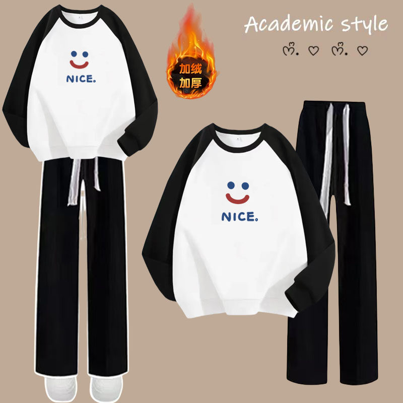 秋冬季加绒加厚卫衣套装女装2026新款小个子时尚爆款运动服俩件套