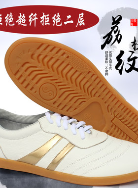 乔尚太极鞋武术鞋男女牛筋底真皮